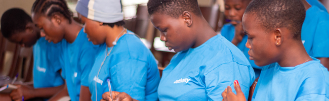 Youth build life skills at a resiliency training in Ghana. 